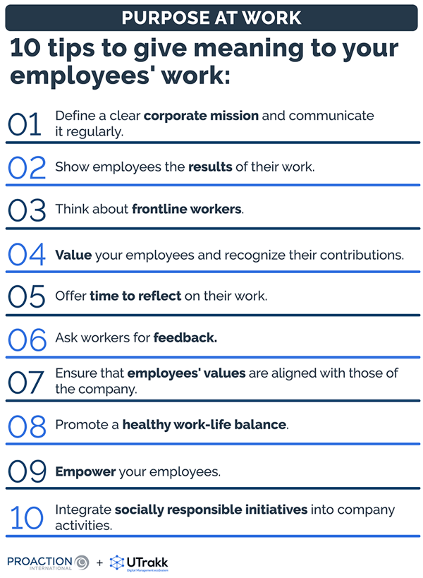 List of 10 strategies to give purpose at work