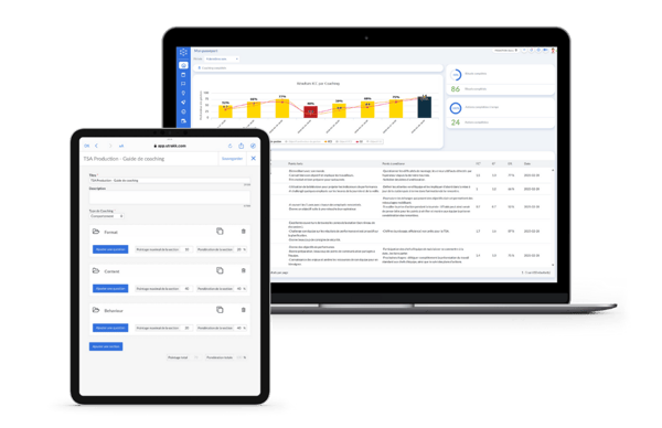 Vues du module Coaching dans le logiciel UTrakk, dans un portable et une tablette