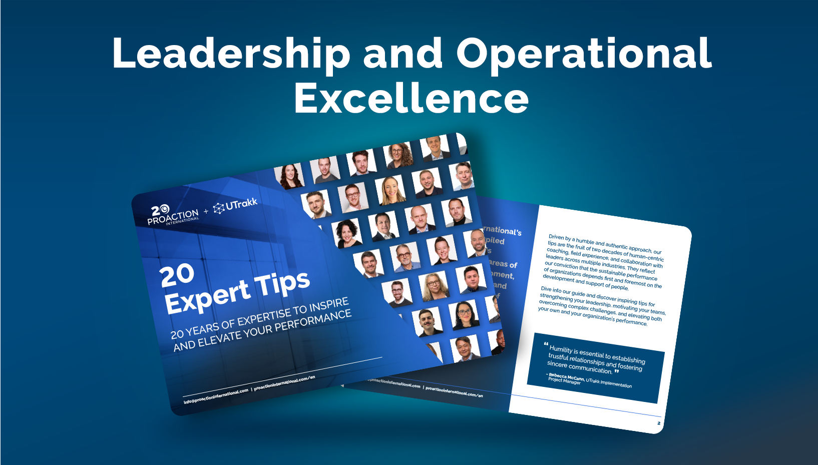 Infographic showing the cover page and, below, another page from the guide, on a blue background