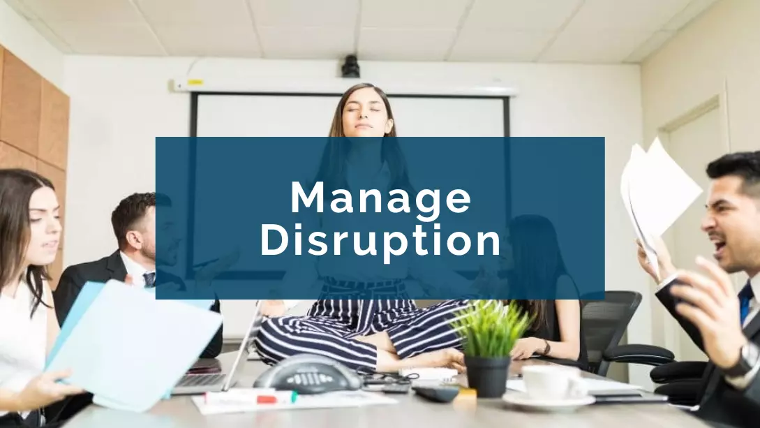 Manager meditating to keep calm and manage disruption
